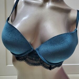 Emerald green velvet Lace Plunge Pushup Luxurious bra
